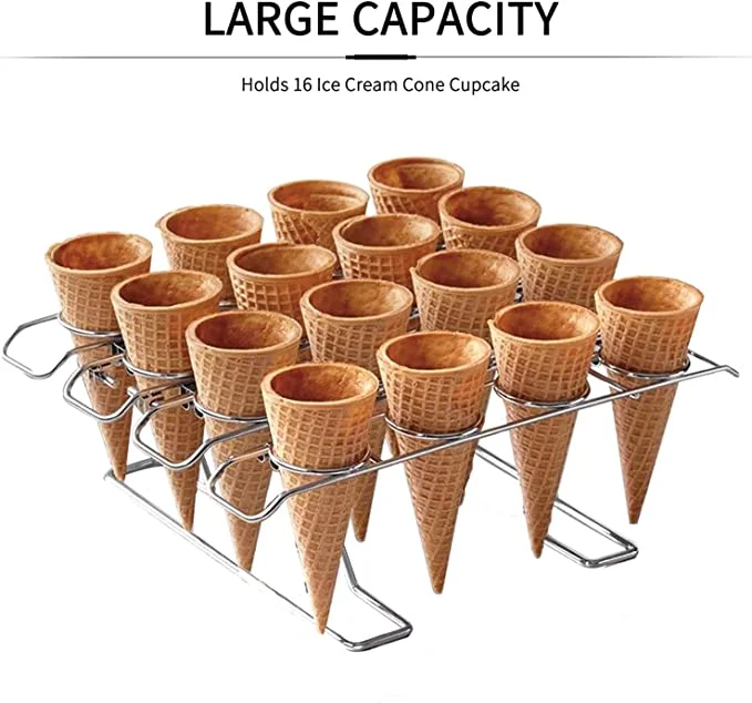 stainless steel Ice Cream Holder Cupcake Cones Stand Rack Display With Base