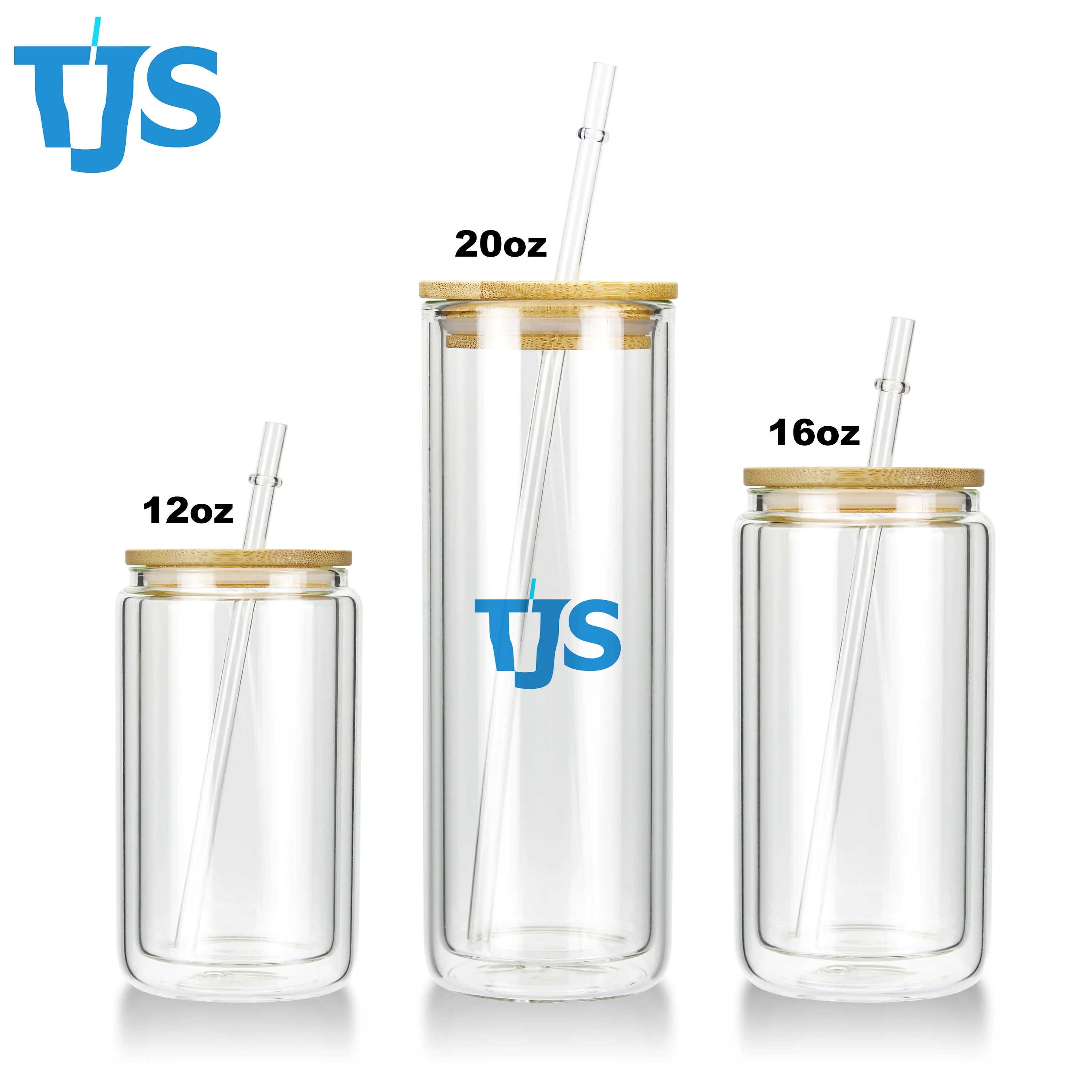 Sublimation Blanks Snow Globe Glass Can Pre-drilled 16 oz Snowglobe Double Wall Glass Can 20oz with Bamboo Lid