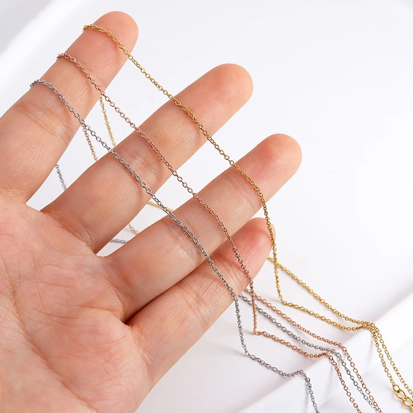 Wholesale Thin Rolo Chain Necklace Stainless Steel Minimalist O Link Chains Tarnish Free Waterproof Custom Bulk Cable Chain