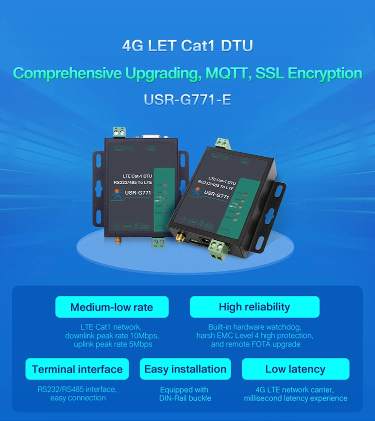 USR-G771-E Europe Frequency Bands Support HTTP MQTT LTE 4g modem gsm RS232