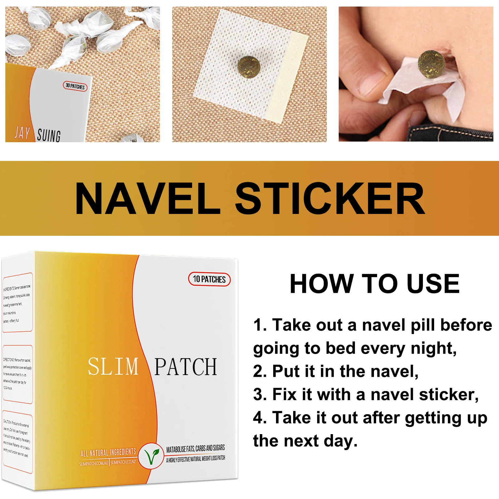 China Wholesale 30 Patches Magnet Body Slimming Patch Navel Slim Patch Weight Loss Burning Fat Pads