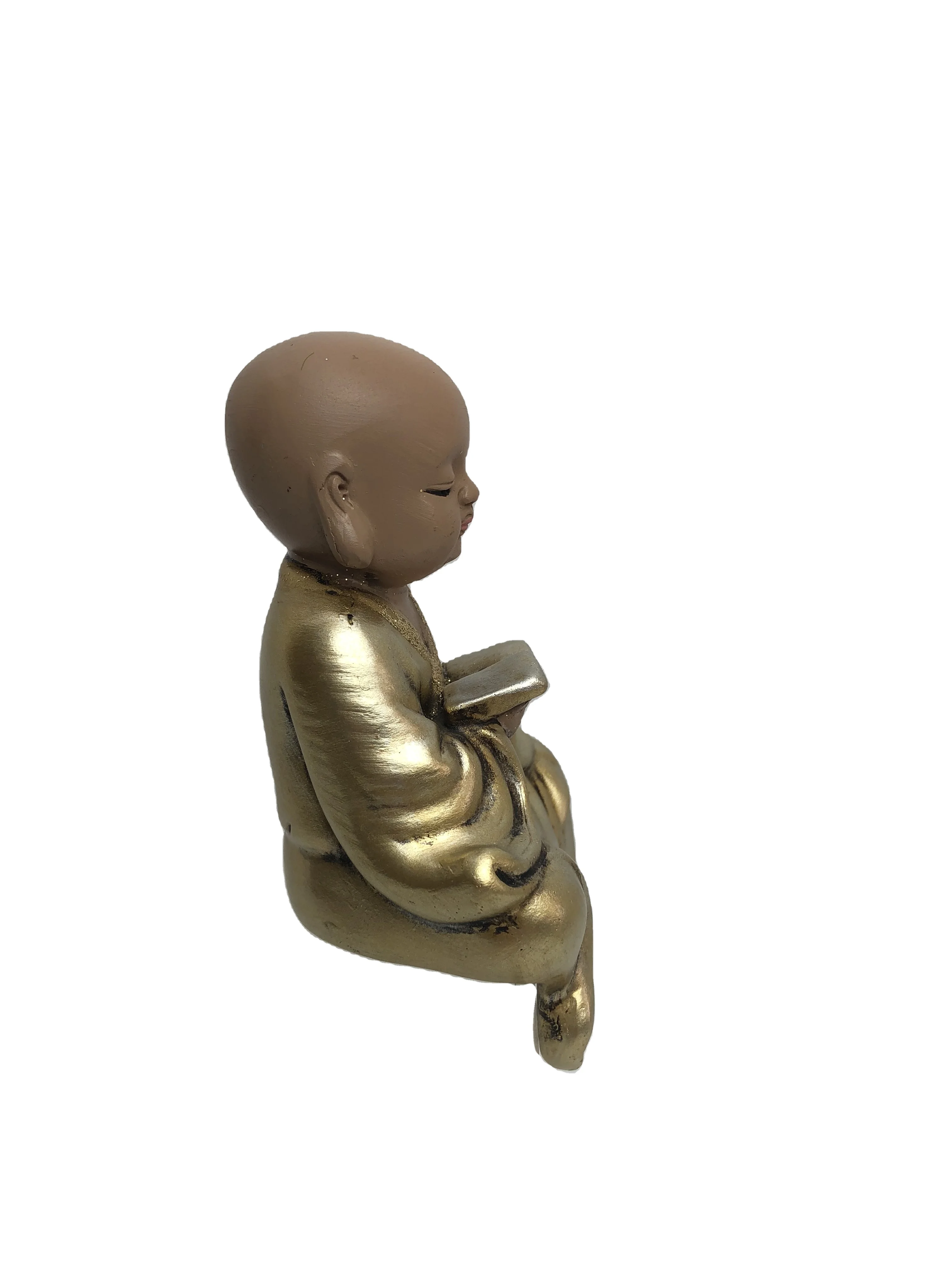 
Custom home garden brown golden buddha statue buddhist monk resin crafts supplies 