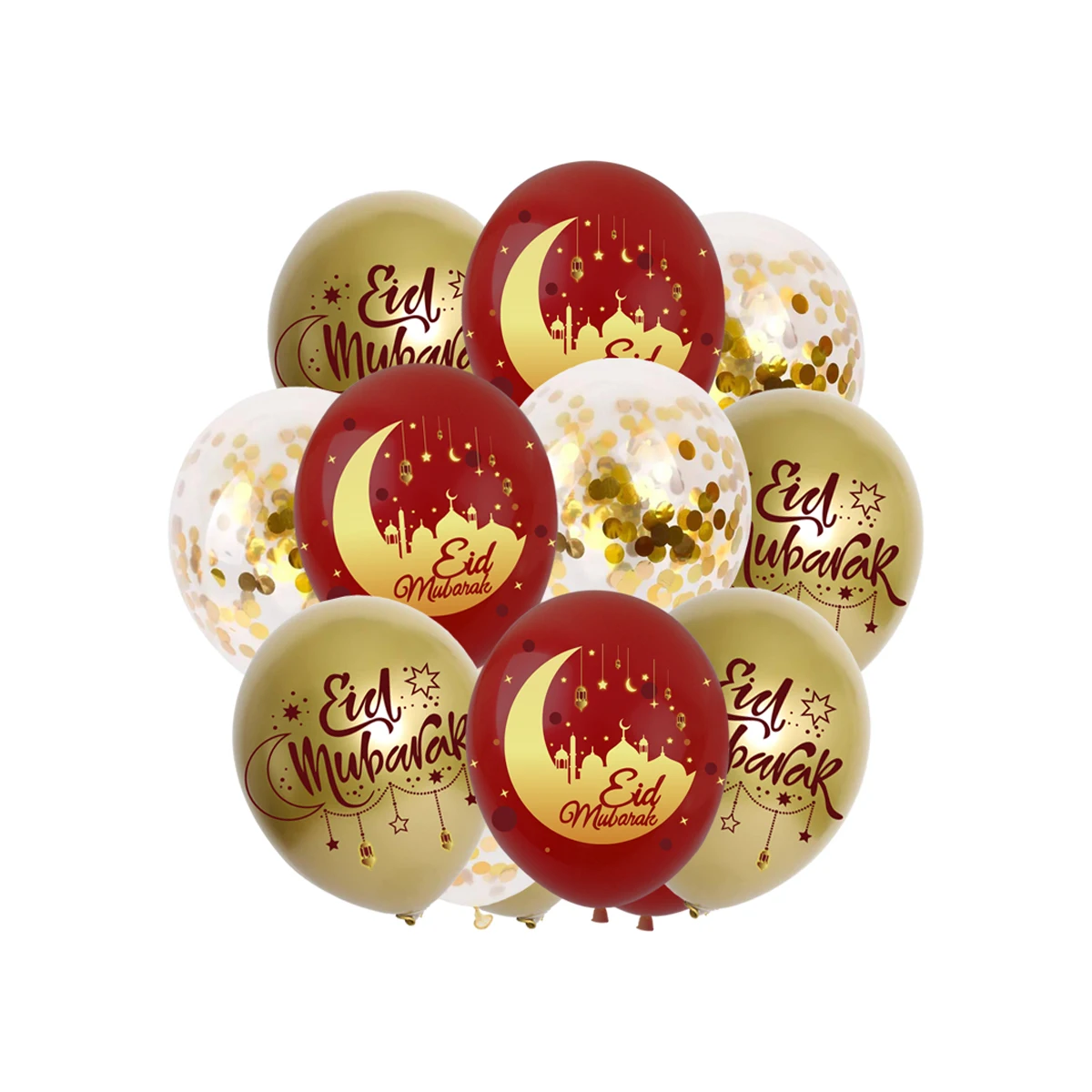 Muslim Ramadan Party latex balloon Moon Star printed 12 inch Balloons  Eid Mubarak Golden red Balloons Party Decoration Supplies