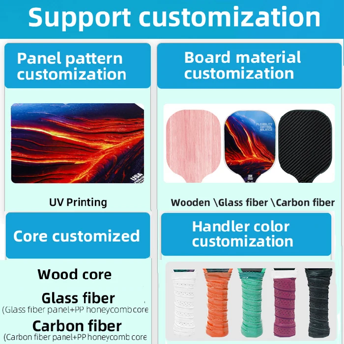 Customizable paddles 16mm thickness carbon fiber pickleball paddle racket PP honeycomb core racket