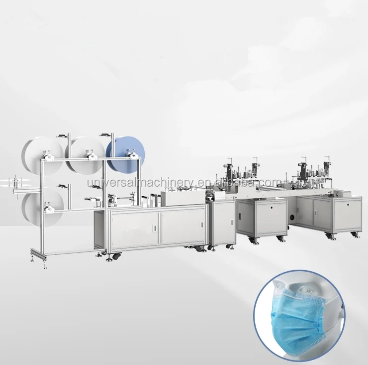 fully automatic 3 ply nonwoven fabric medical Mask Making Machine disposable face