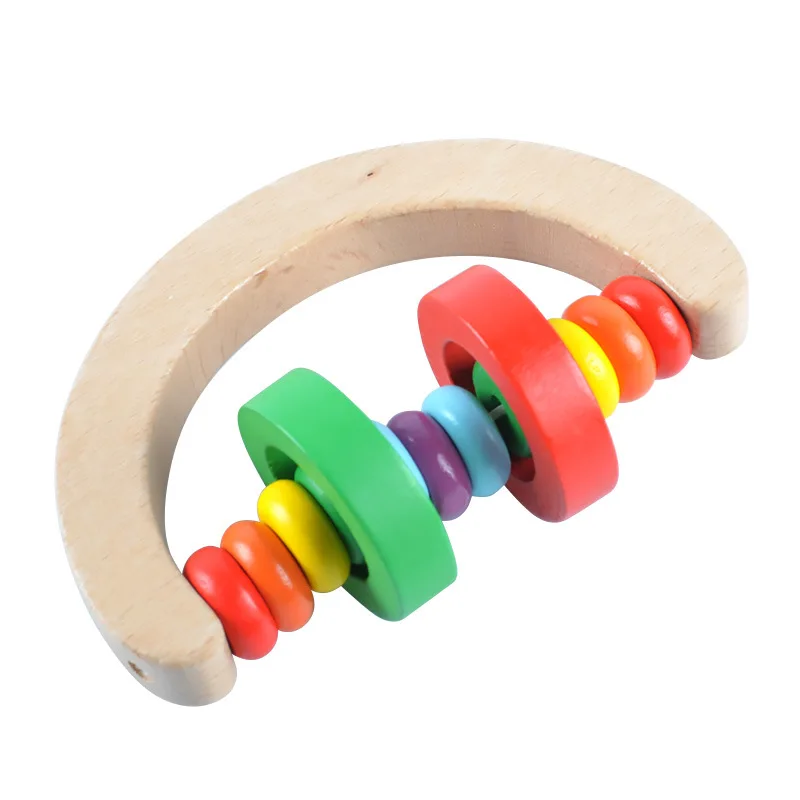 4 Styles Montessori Kid Baby Toys Bell Wood Rattle Toys Handbell Musical Educational Instrument Toddlers Rattles Handle Baby Toy