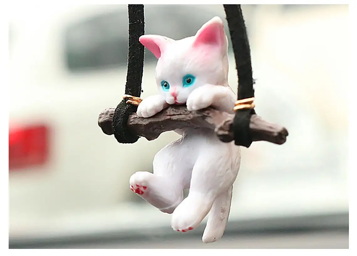Resin Cute Cat Rearview Mirror Car Accessories Creative Pendant Auto Parts Decoration