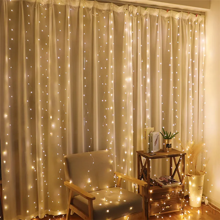 Warerfall LED 8 Modes USB Powered Fairy Copper Wire String Light Waterproof Connector Bedroom Wedding Backdrop Party Garden