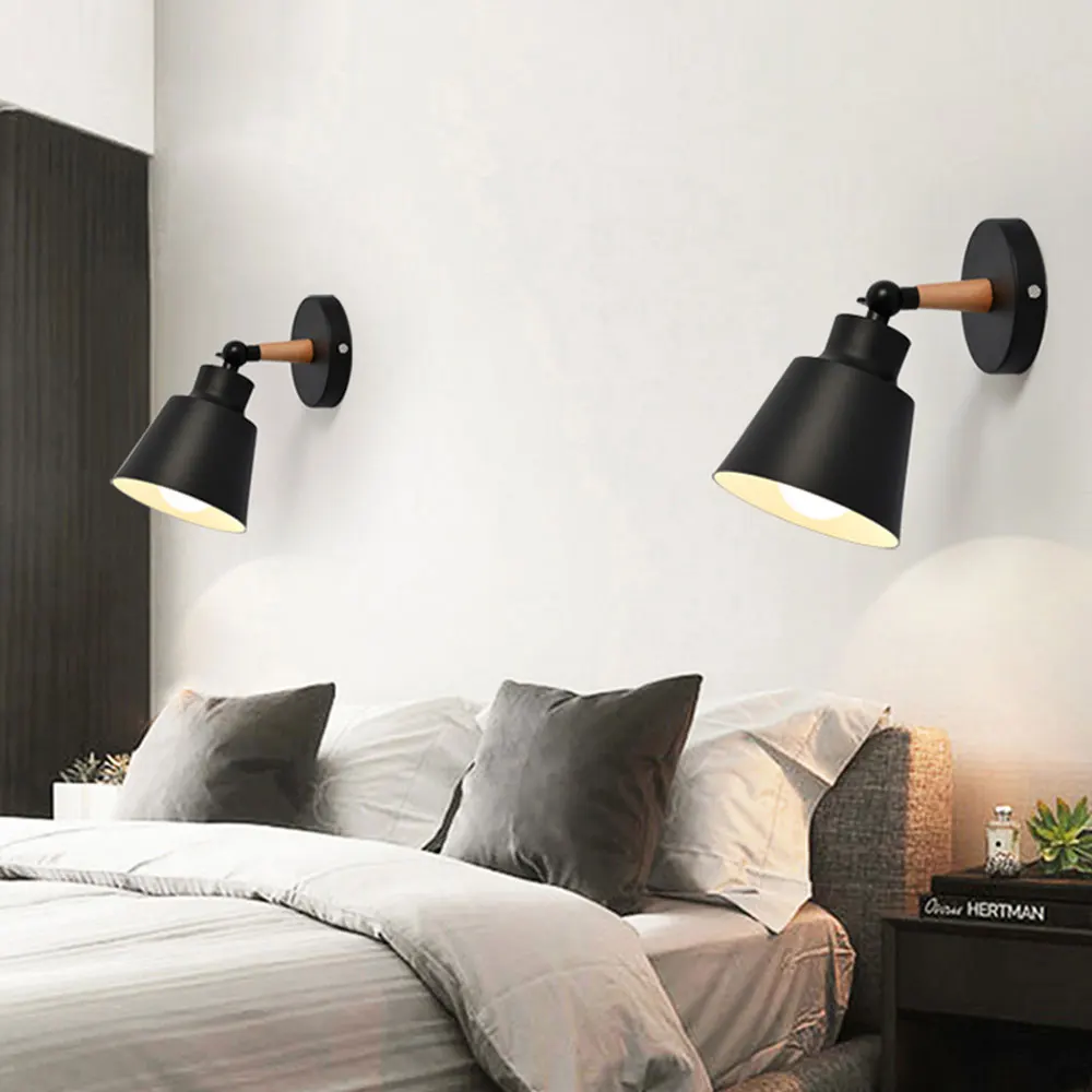 Hot LED Wall Lamp Modern Wooden Bedroom Bracket Light Household Living Room Bathroom Nordic Style Indoor