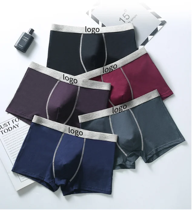 OEM ODM Пользовательский логотип высокоэластичные сексуальные короткие мужские трусы и боксеры хлопковое Мужское нижнее белье