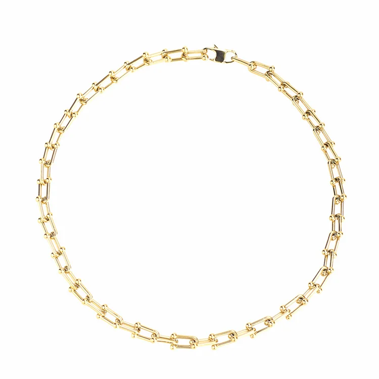 Популярное массивное Золотое ювелирное изделие позолоченное бамбуковое u-образное звеньевое ожерелье-чокер, браслет-цепочка из нержавеющей стали, ювелирный набор