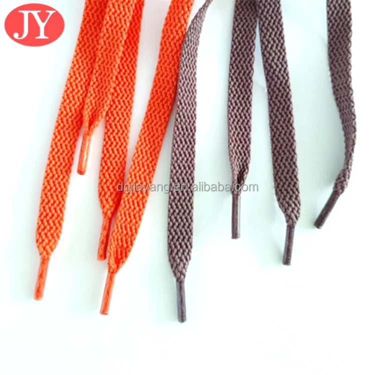 8 mm solid color polyester shoelace flat single layer shoe string hoodies drawstring custom aglet tipping