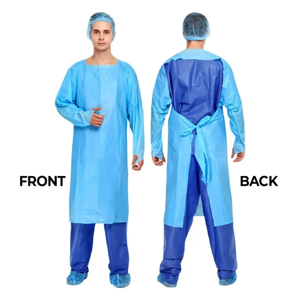 Blue Disposable CPE Gowns Waterproof Plastic Apron CPE Isolation Gown
