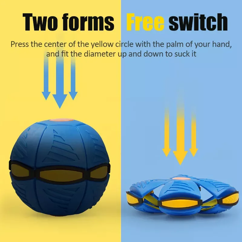 LED Flying Magic UFO Deformation Ball Multicolor Outdoor Beach Garden Game Flat Throwing Flying Ball UFO Toy Balls For Kids