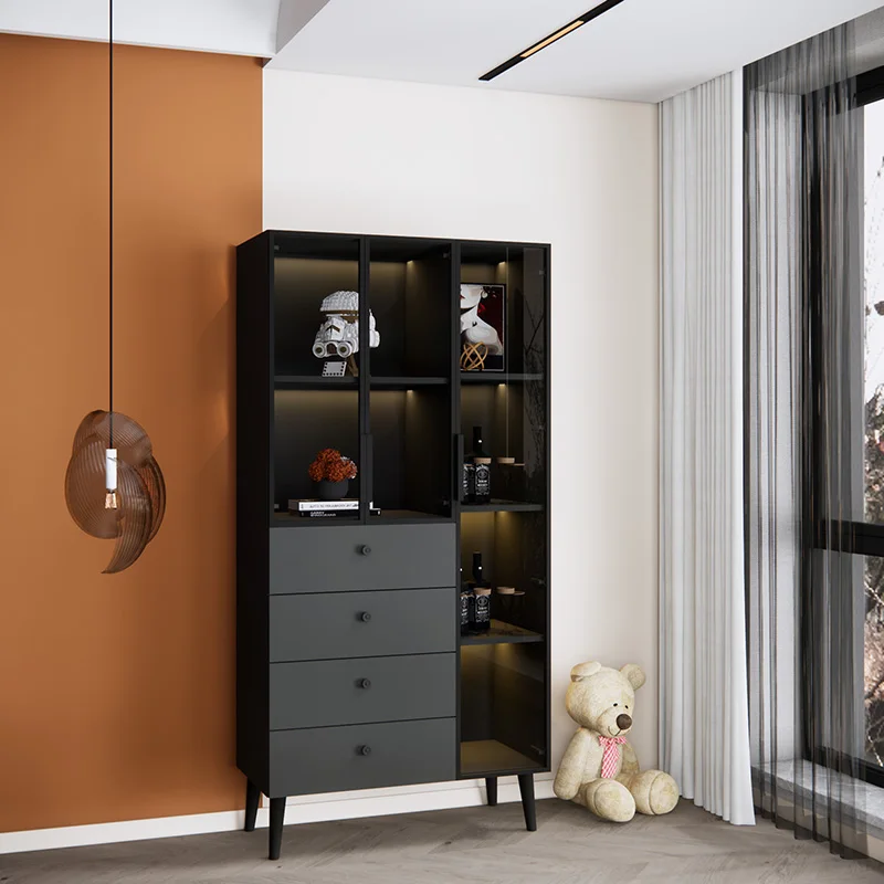 Home Furniture Living Room Aluminum Wine Cabinet Floor Bar Cabinet Home Hotel Wine Rack Restaurant Storage Display Shelf