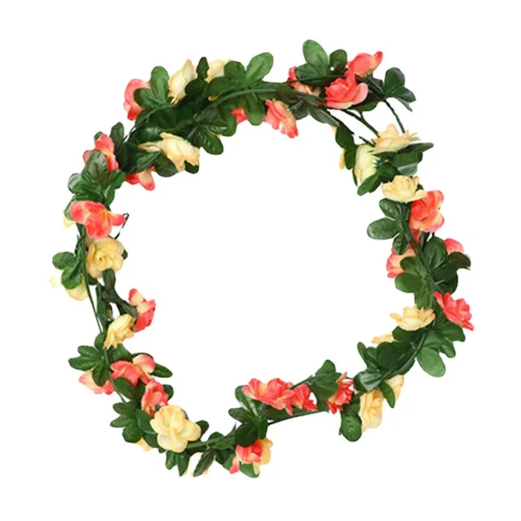 Wholesale 8.2ft artificial rose garland mixed double colors faux wedding wall backdrop hanging flowers vine fabric flower wall