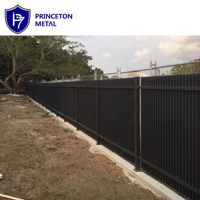 Wholesale DIY garden black fencing 8*6 feet powder coated aluminum vertical blade 3D fence