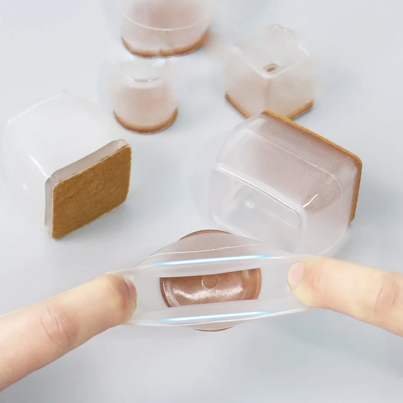 Chair Leg Floor Protectors for Hardwood Floors Silicone Chair Caps Covers Furniture Pads Sliders w/ Wrapped Felt Bottom