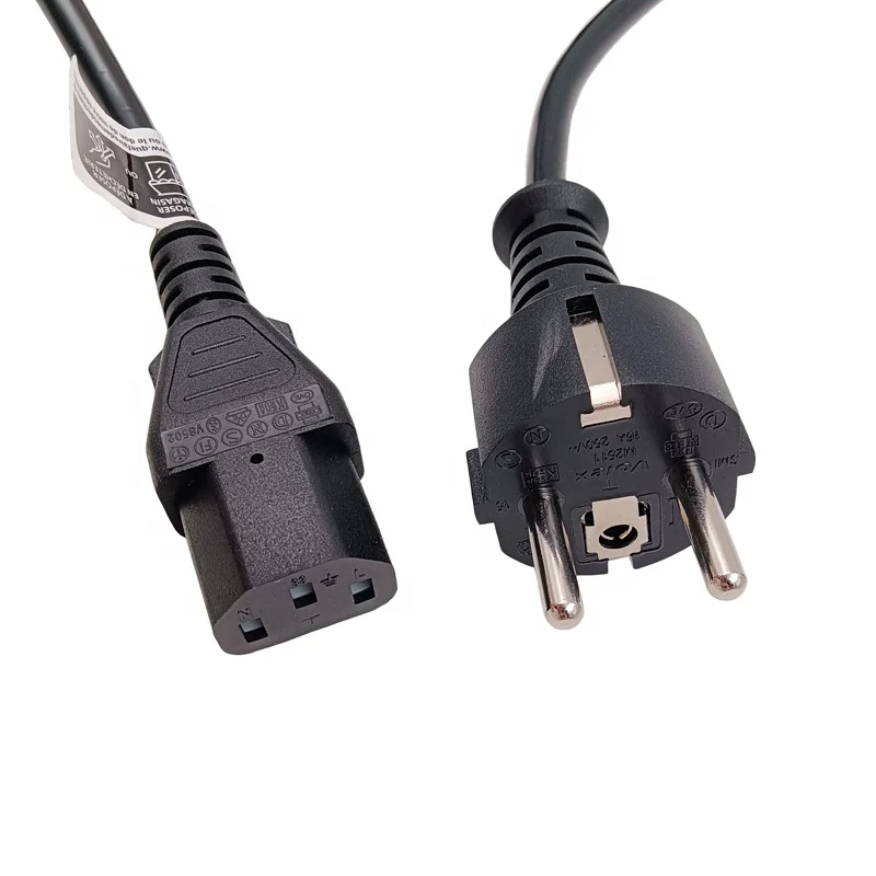 CEE7/7 Schuko Plug Power Cord with IEC C13 Connector, Complete Certificate