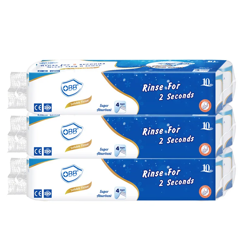 Eco Friendly Virgin Wood Pulp 4ply Soluble Toilet Paper Water-soluble Instant Paper Towel Toilet Paper