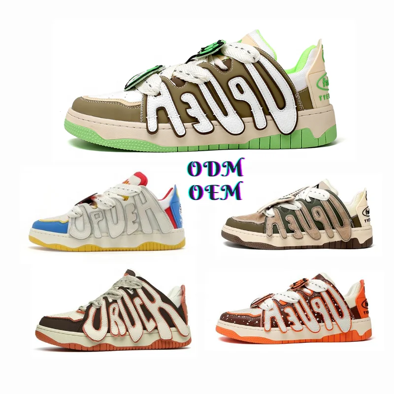 Sneakers Fashion Skateboard Style Men's Sports Shoes Sneakers Factory Wholesale Custom Casual High Quality Leather Rubber