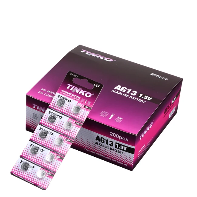 TINKO 0%hg Button Cell Ag13 Lr44 Alkaline Coin Battery for Watch