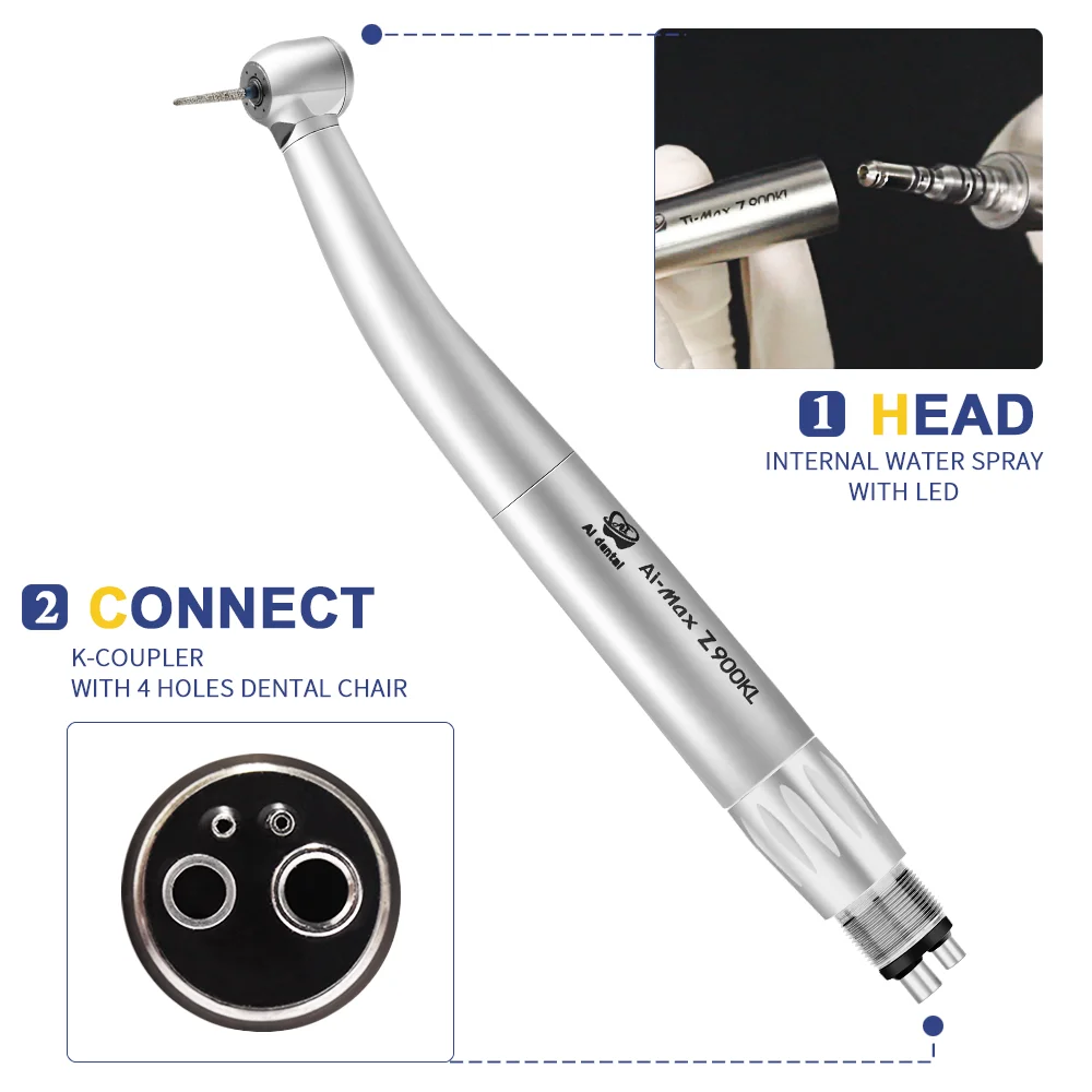 air turbine dental handpiece set K-couple with LED 2/4/6 holes high speed dental piece with led high quality dental tools