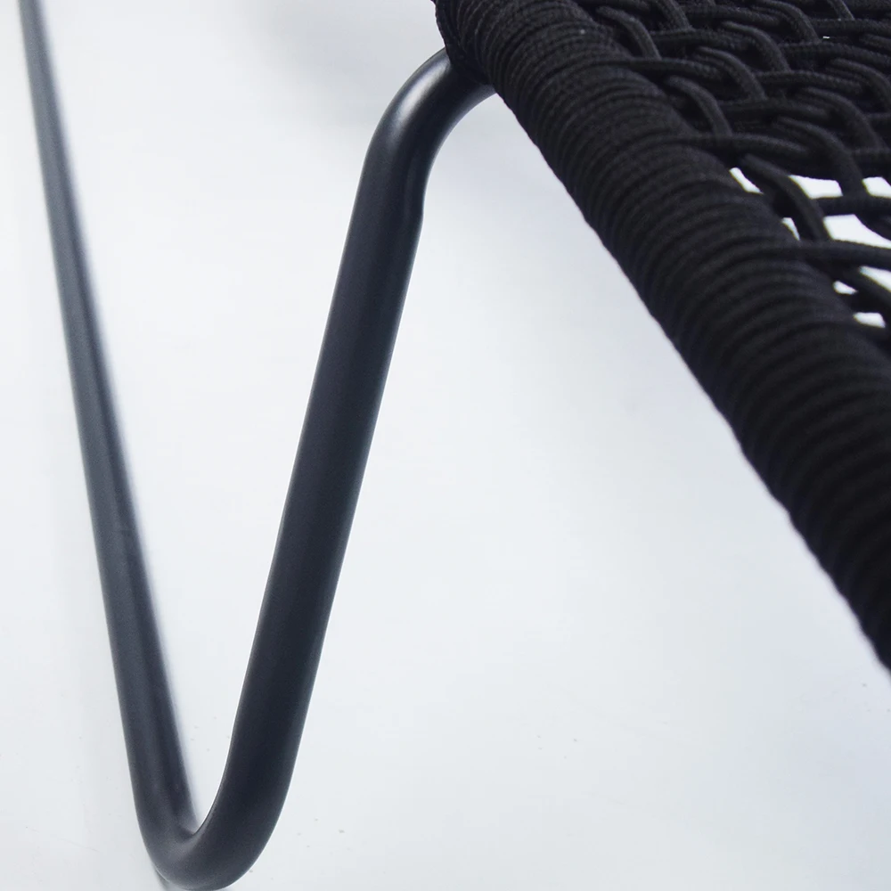 Fixed Back Rope Weaving Sun Lounger Chaise Chair Stacking Beach Swimming Pools Hotels Dining Parks Villas Gyms Made Metal