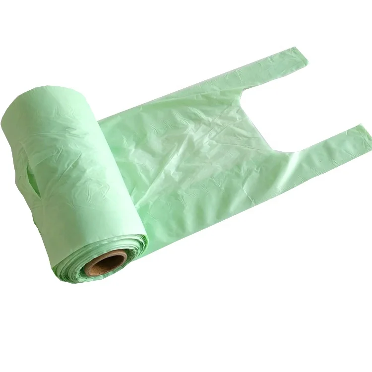 compost 100% Corn starch biodegradable plastic t shirt bag vest bag bioplastic shopping bag