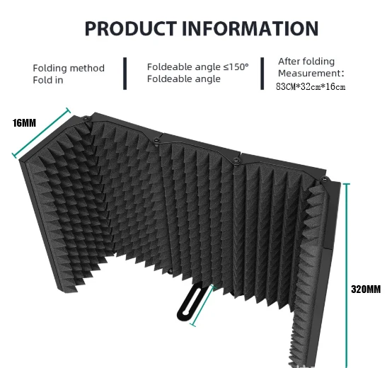  5 panel wind shield microphone sound insulation cover muffler noise