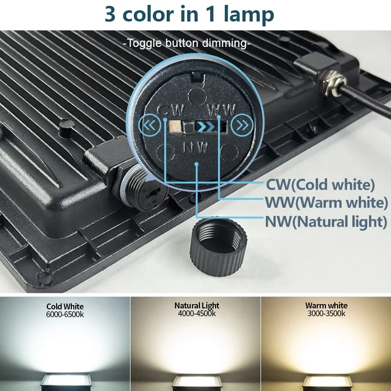 Vertak New Stadium Basketball Court Dial code CCT LED Floodlight 10W-200W Spotlight with IP65 Rating and Reflector