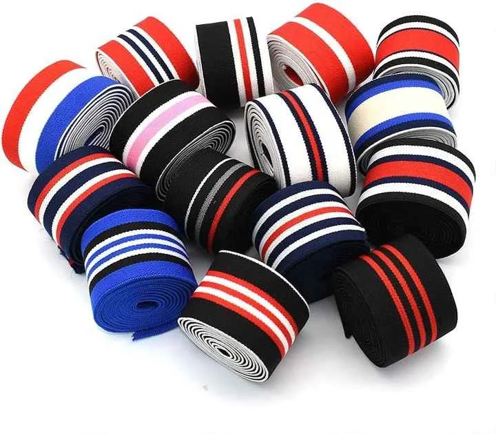 4CM Stock Wholesale China Stripe Soft Jacquard Thick Twill Elastic Waist Band Waistband for Clothing Shoe Boxer