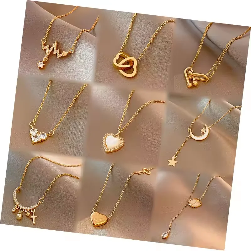 Retro Necklace Titanium Steel Personality Love Various Styles Charm Collarbone Chain for Women Jewelry
