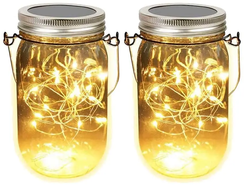 Energy Saving Rechargeable Solar Powered Lid Mason Glass Jar 2m 20LED Copper Wire String Light With Handle