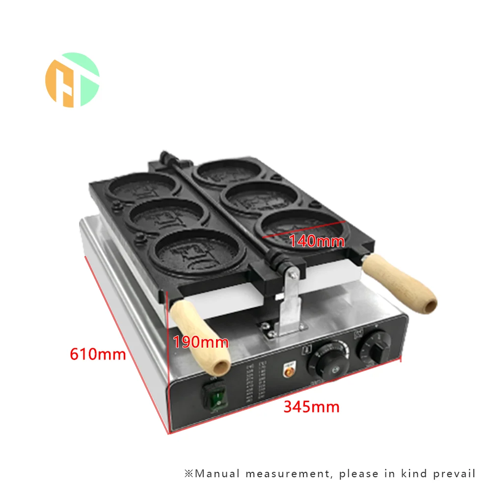 3-piece Commercial Round Coin Waffle Maker Machine Round Shape Waffle Machine Snack Machine Electric Crispy Cheese Cookie Maker