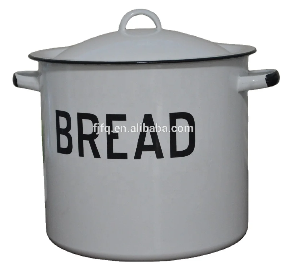 Dia 26cm Enamel Bread Box Storage Pot Potato Pot With Lid