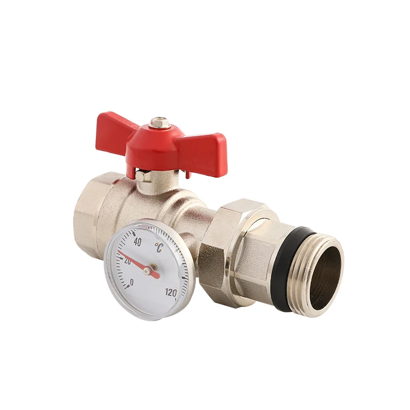 Ce certificate Brass Inlet and Outlet  Ball Valve  with Thermometer for Pex Manifold
