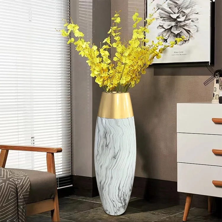 Nordic flower vase large tall size pot marble concrete planter for home decor
