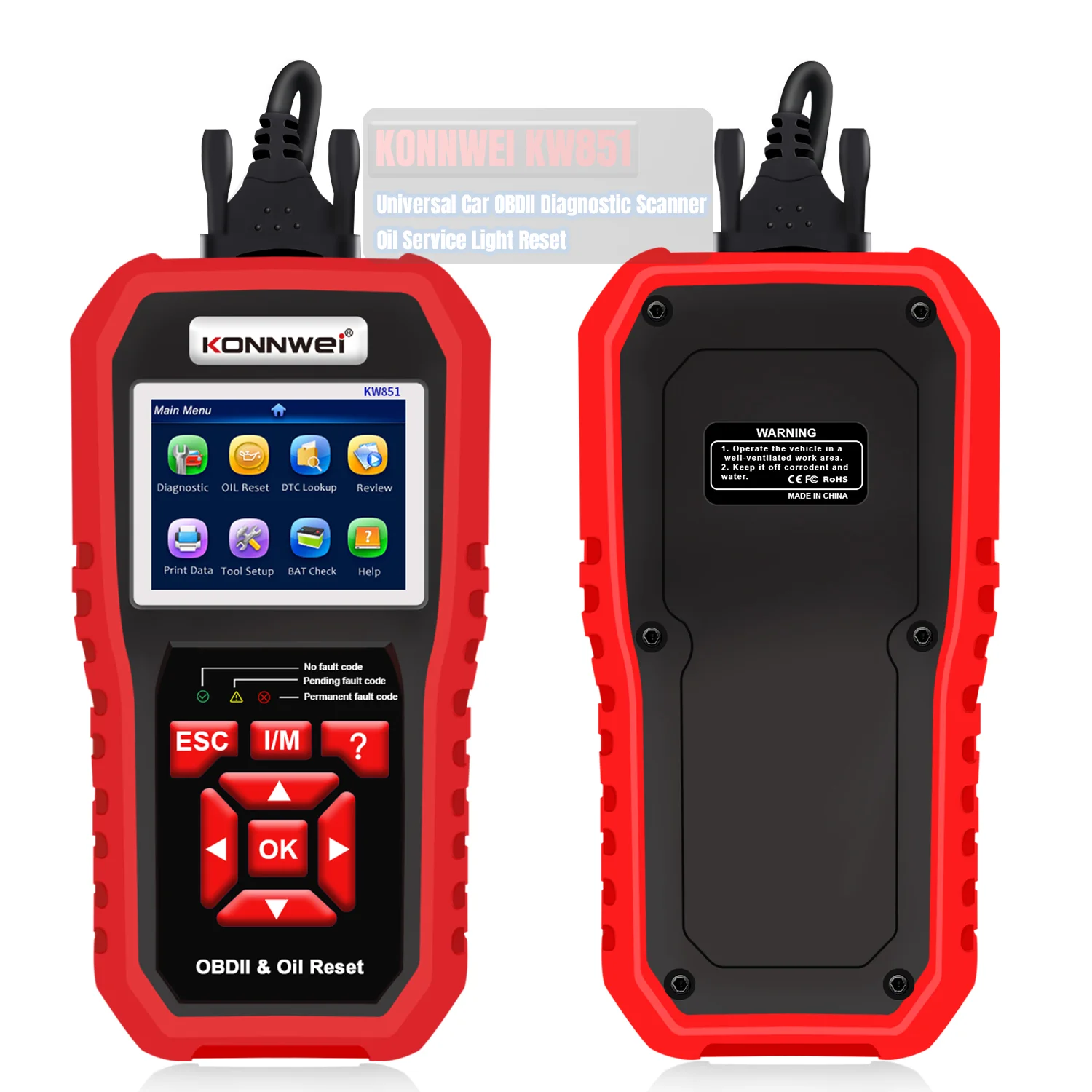 KONNWEI New Launched Vehicle Inspection Device KW851 Protocol Car OBD2 Diagnose Scanner Oil Light Reset Tools