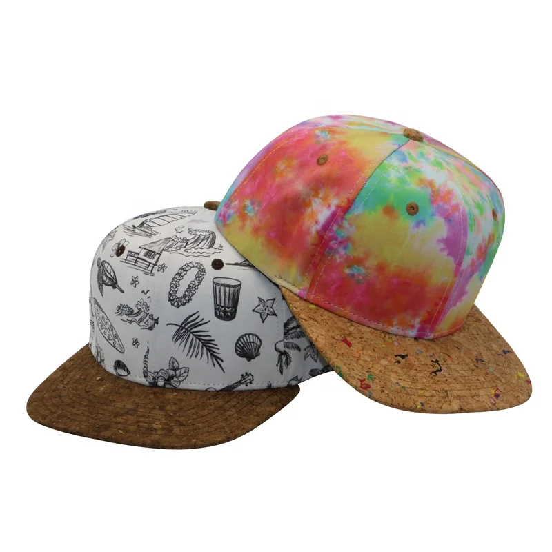Custom Design Tie Dye Caps Cork Brim Children Snapback Hats
