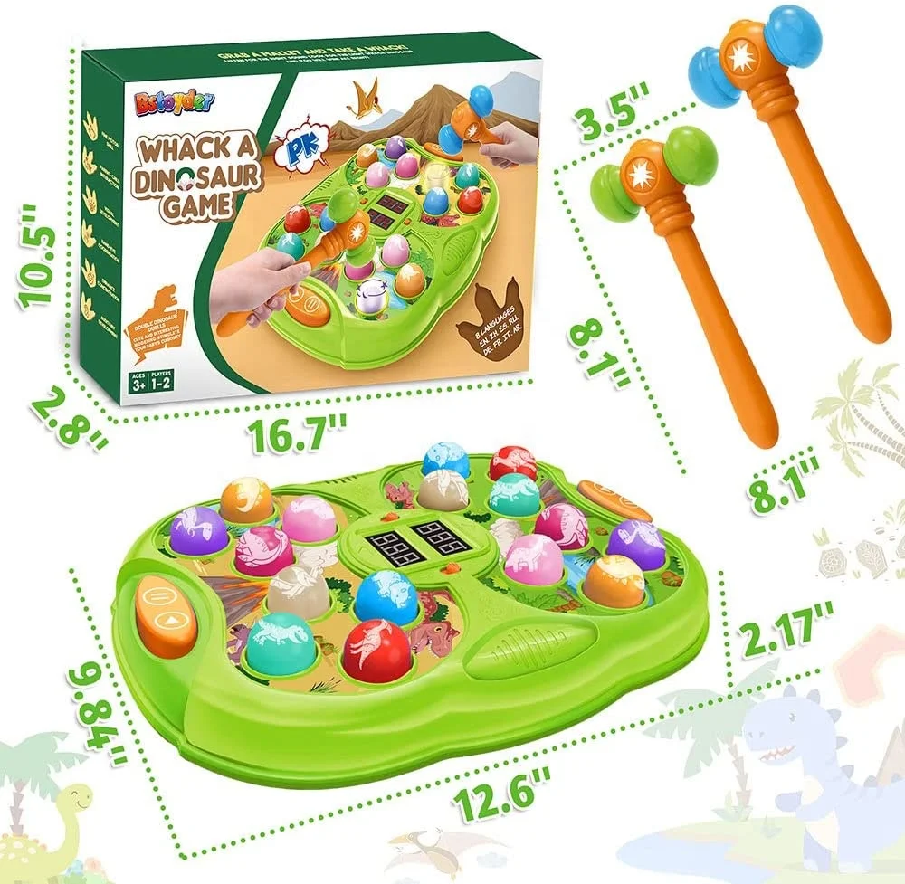 Educational Learning Activity Table Baby Interactive Educational Toy with 2 Hammers Whack A mole Dinosaur Game Toy for kids