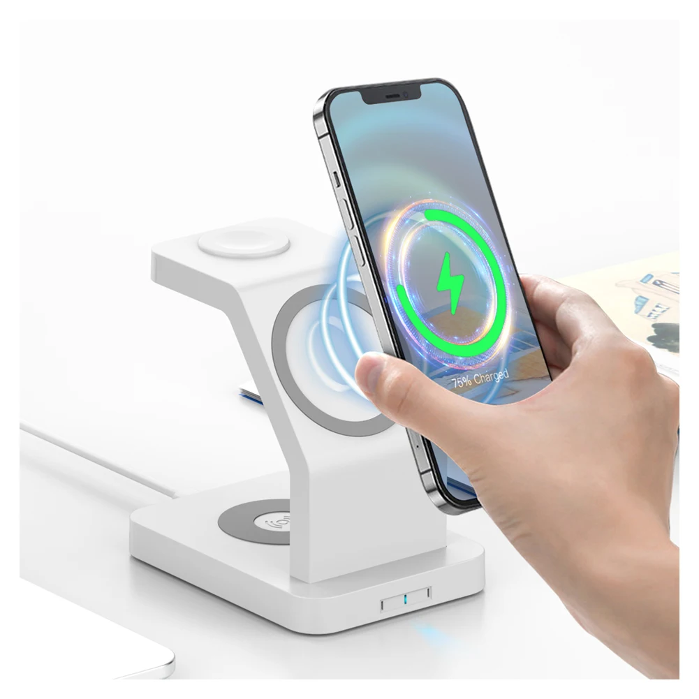 Магнитный держатель для телефона, подставка для беспроводного зарядного устройства для Apple Watch, зарядка для AirPods