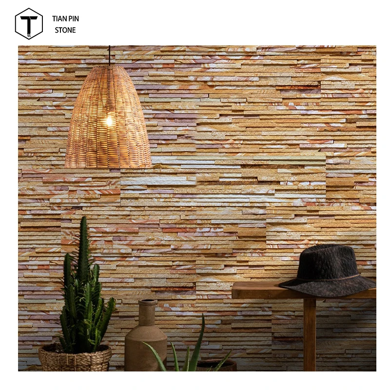 Quality natural Quartzite Culture colored sand stone exterior wall tiles cladding Stone