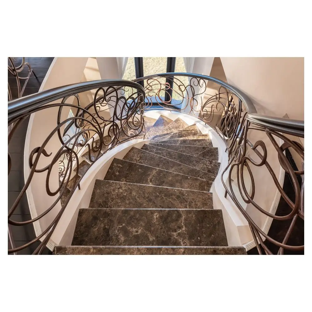 Orient Luxury Custom Stair Case Balusters Hand Forged Antique Steel Scrolls Design Security Wrought Iron Railing