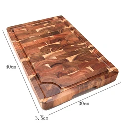 Amazon Hot Sale Custom Organic Butcher Square Kitchen Natural Cooking Boards Acacia Wood End Grain Chopping Wooden Cutting Board