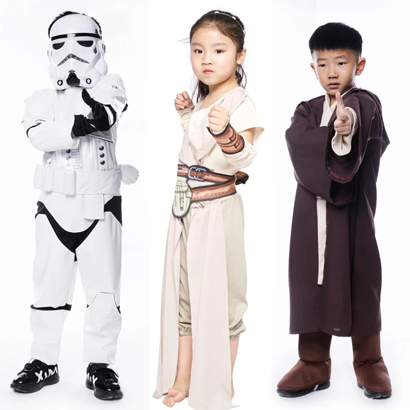 War Knights Costume, Cosplay Jumpsuit Cape Gown Halloween Stage Performance Jedi Outfit for Kids Adults Boys Girls