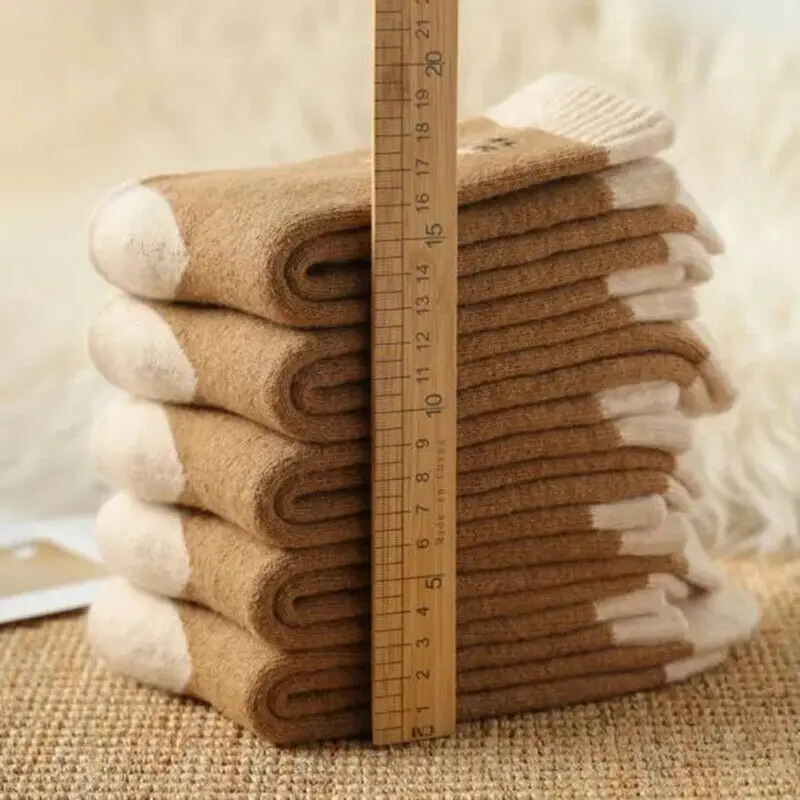KTK Extremely thick warm heated cushion terry camel hair wool socks women socks