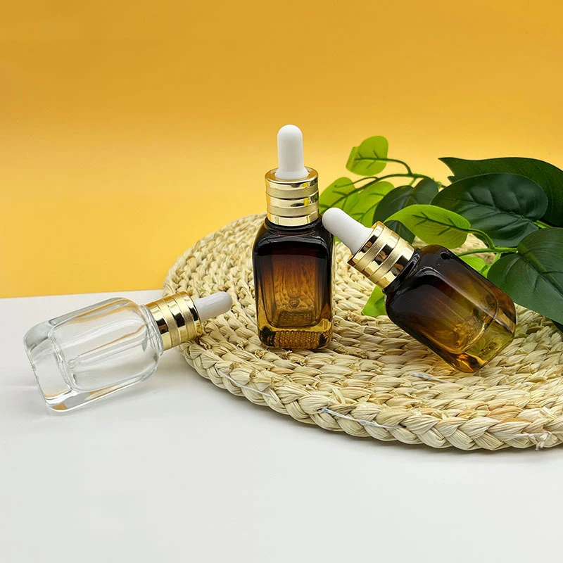 Wholesale Custom 10ml 20ml 30ml 40ml Amber Serum Skincare Lotion Essential Oil Glass Dropper Bottle  With Glass Pipette