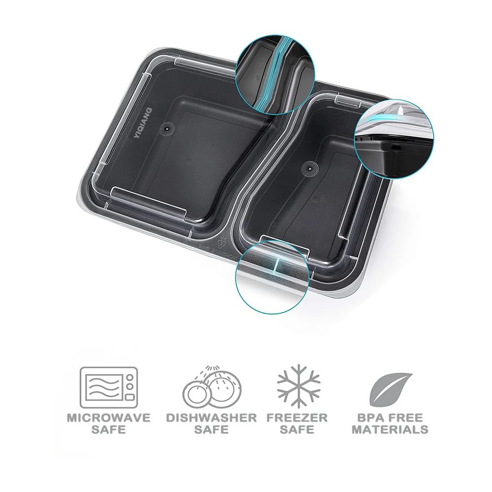 Yiqiang Factory Price Disposable 2 Compartment 3 CompartmentPlastic Take Away Bento Lunch Box Food Container
