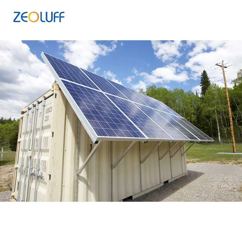 Professional factory freezer 40 panels 20 ft power cold room off grid diesel hybrid generator solar panel container